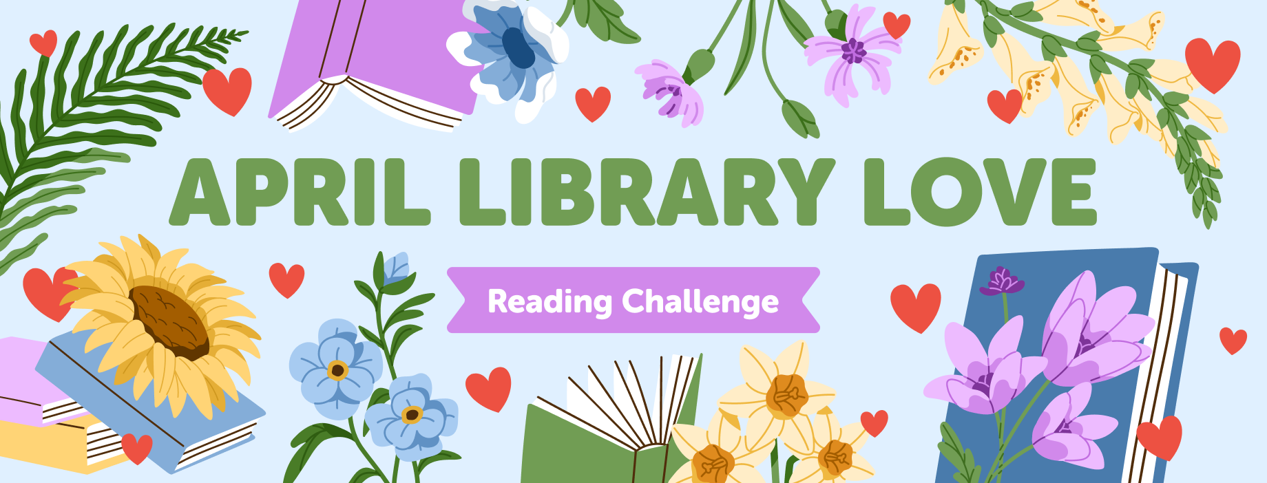 Library Love reading challenge banner