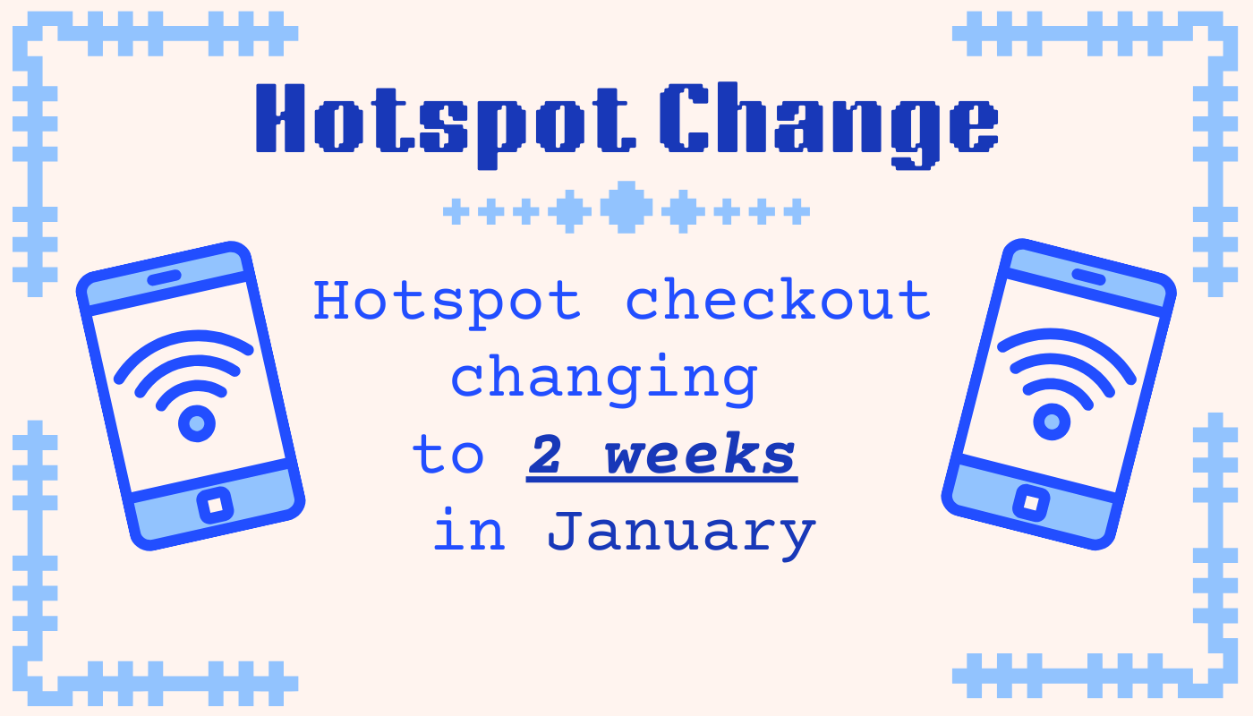 Hotspot checkout changing to 2 weeks in January